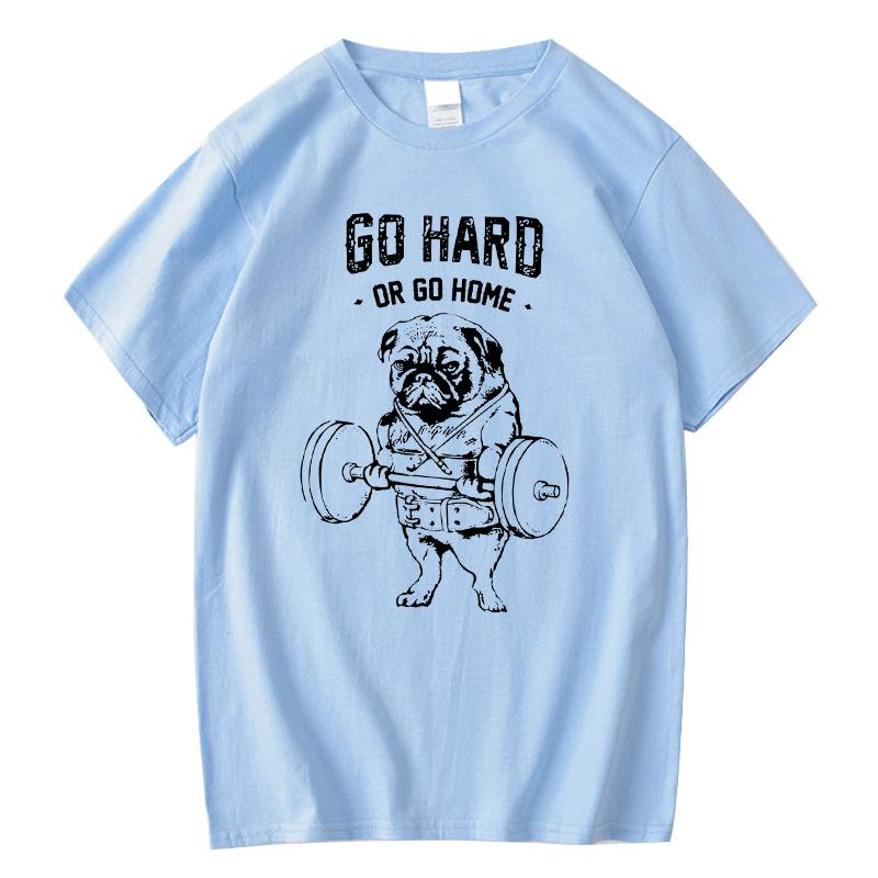 100% Baumwolle Lässiges Mopsleben Herren T-Shirts Mode Nach Hause Gehen Oder Vollgas Geben Herren T-Shirt Oberteile Herren Lockerer Herren T-Shirt Lässiges Sommer