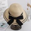 Sombreros de Panamá para Mujer, Sombrero de Paja para Playa con Ala Ancha, Protección Solar y Elegante Gorra de Verano para Exteriores con Lazo H65