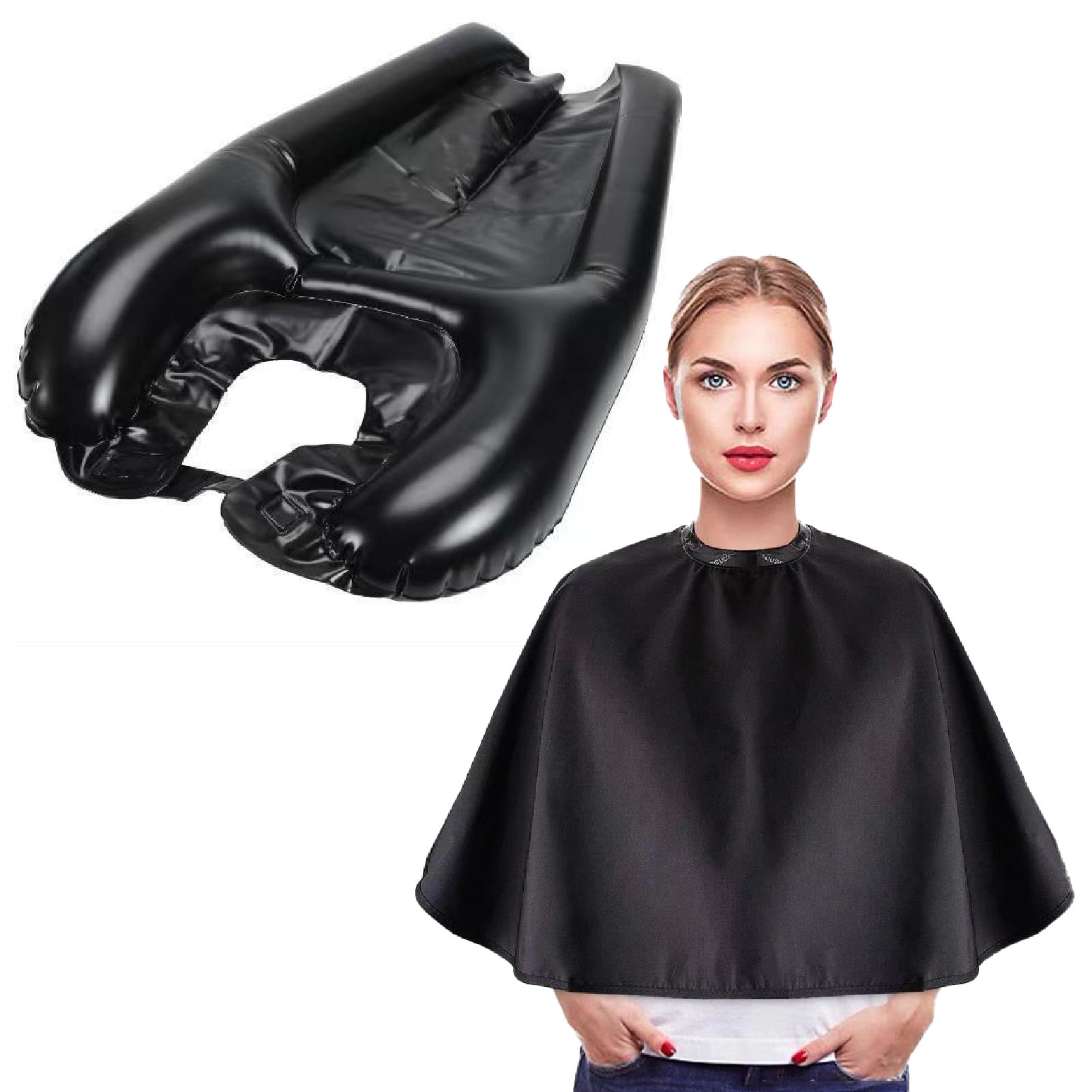 

CAWKAY Shampoo Hat and Cloth Set, Hair Washing Basin with Air Cushion, for Washing Hair While Lying Down, Shower, Beauty Salon, Hairdressing, Makeup,