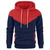 Winter Men's Fleece-Lined Hooded Sweatshirt Fashionable Patchwork Hooded Sweatshirt Casual Sports Sweatshirt Pullover Sweatshirt