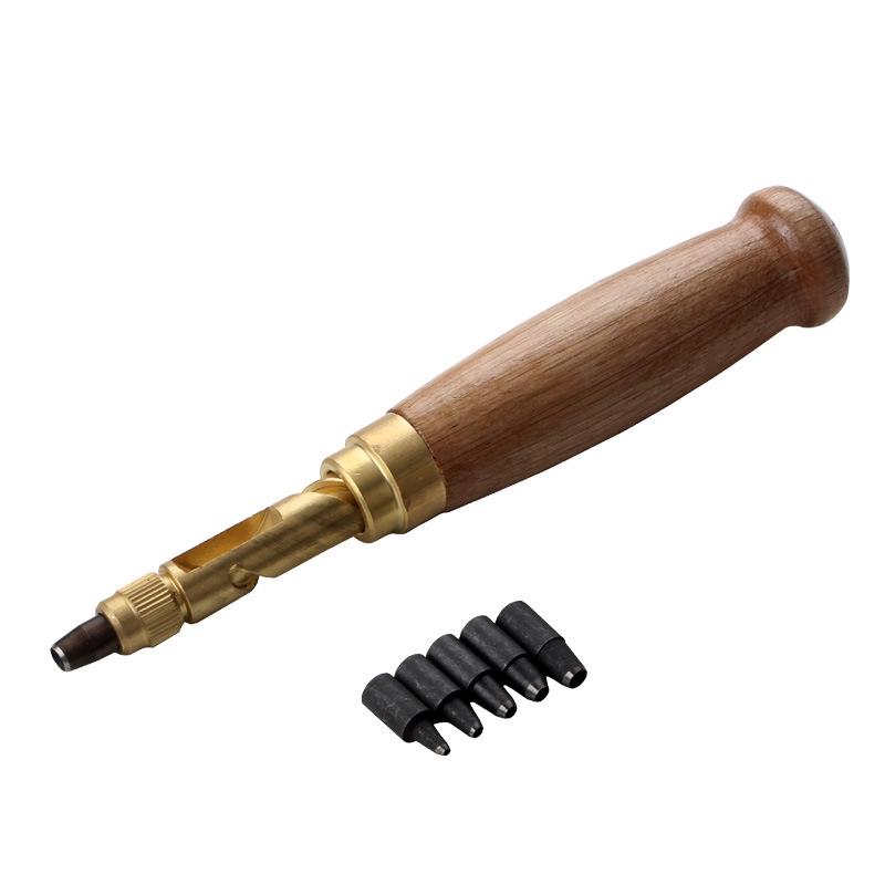 DIY Leather Automatic Punch Gun with Interchangeable Heads - 6-Piece Round Punch Set