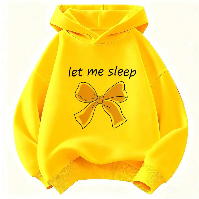 Let Me Sleep Bow Design Hoodie Kids Children's Sweatshirt Hoody for Boys Girls Autumn Winter Casual Hoodies