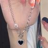 Black Love Necklace Women's Pin Personality Fashion Retro Versatile Sweater Chain Clavicle Chain Accessory Design Sense