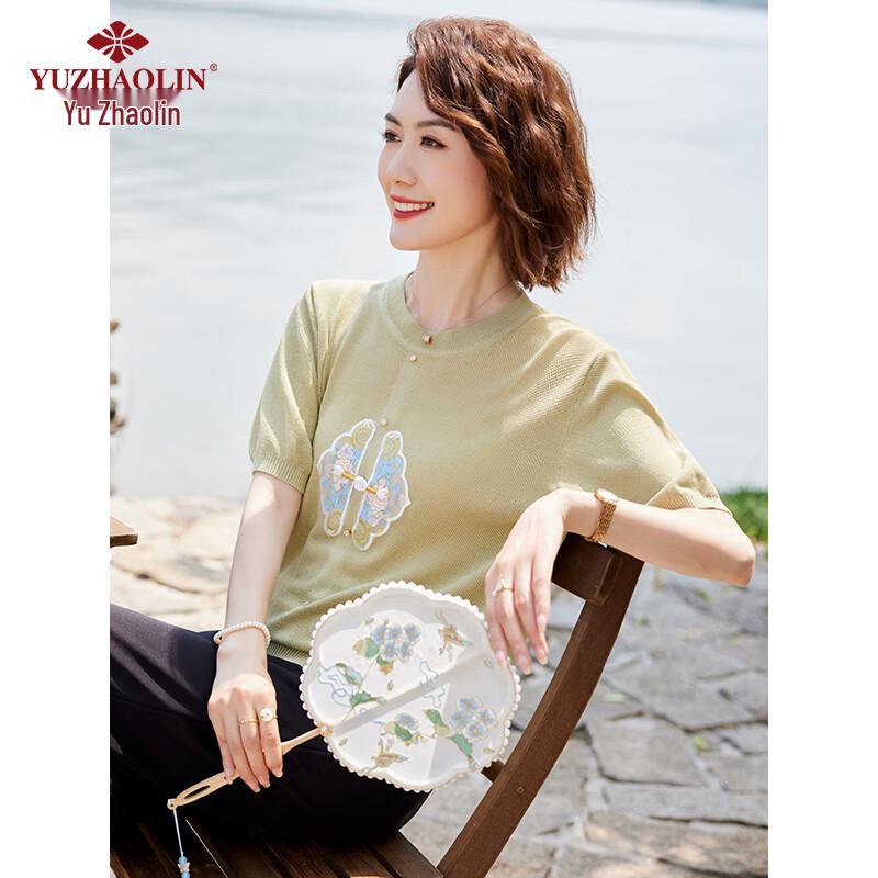 Yuzhaolin Women s Chinese Style Summer Knit T-Shirt 2XL