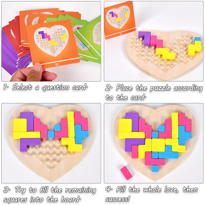 Spielzeug Pädagogisch Kreativ 3D Schreibtisch Puzzle Spiel Spaß Logik Tangram Geometrie Form Bausteine Brettspiel Gehirnjogging Kinder
