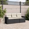 Vidaxl 3-Cz. Set da Salotto per Giardino, Cuscini, Rattan Nero PE