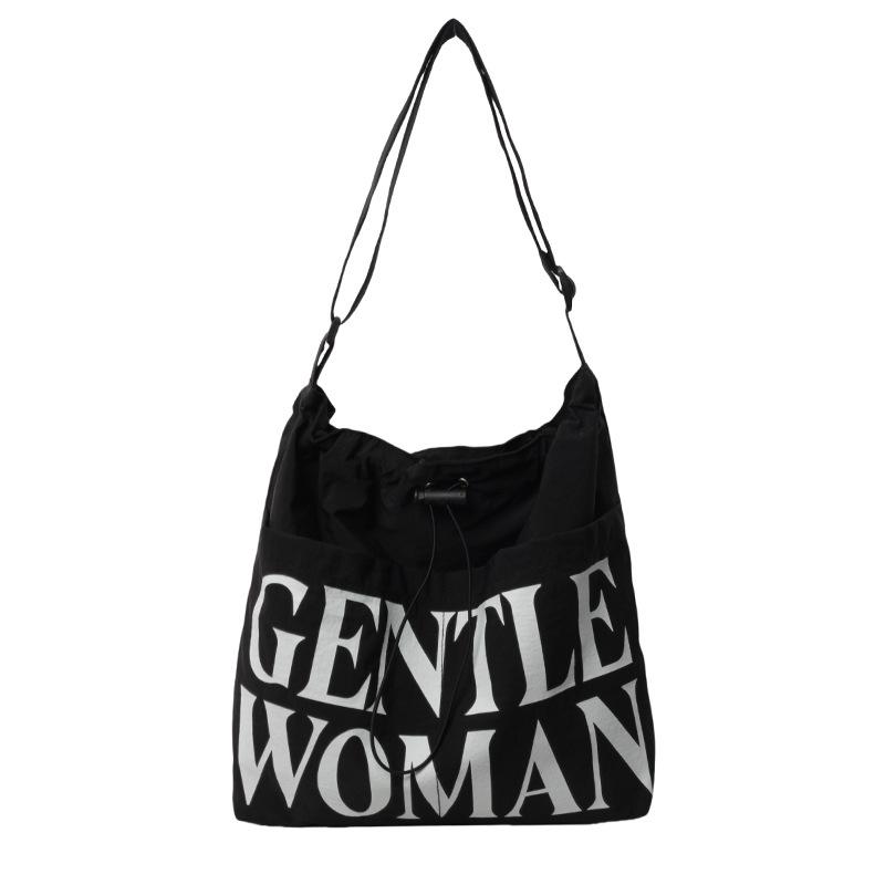 

Canvas bag female tote bag large capacity summer messenger 2024 new versatile bucket bag class commuter bag чорний