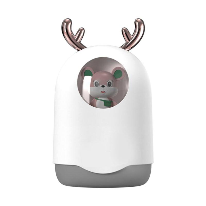 Mini Humidifier Portable USB Wired Quiet Moisturizing For Desk Bedroom Office Cute Animal Shape White