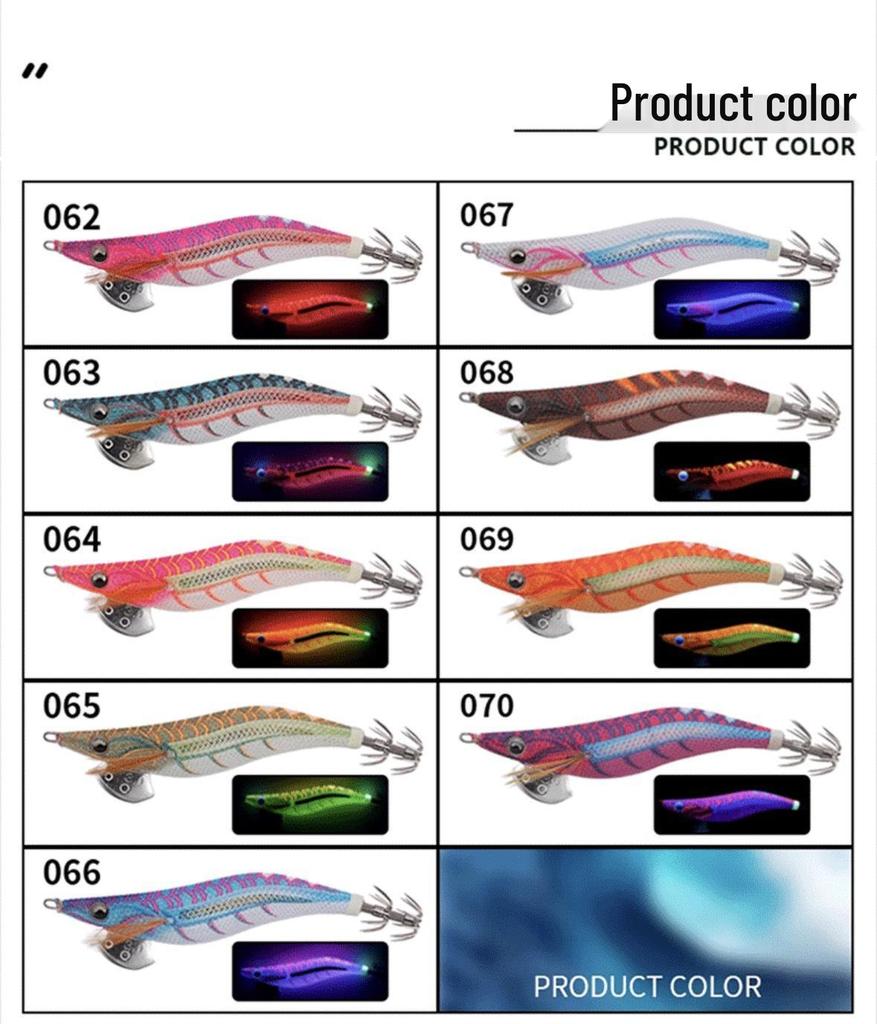 YAMASHITA Luminous Shrimp & Squid Hooks Set - Size 3.5, UV Blowpipe Lures for High Catch