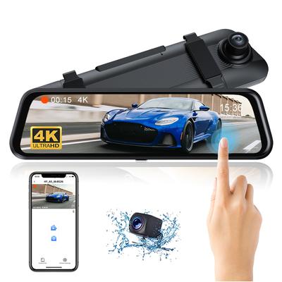 4K WiFi Spiegel Dashcam, Front- und Rückspiegel WDR Autokamera mit 10" IPS Touchscreen, App, Nachtsicht, Parkhilfe
