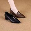 Pointed Toe Women's Fashion Single Shoes Autumn Comfortable Chunky Heel Elegant Middle Heel Shoes Outdoor Non Slip Casual Shoes