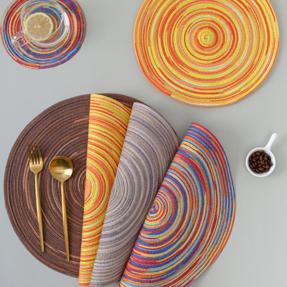 Round Coasters, Woven High Temperature Resistant Non-slip Table Coasters, Suitable for Barbecue, Christmas Party and Daily Use