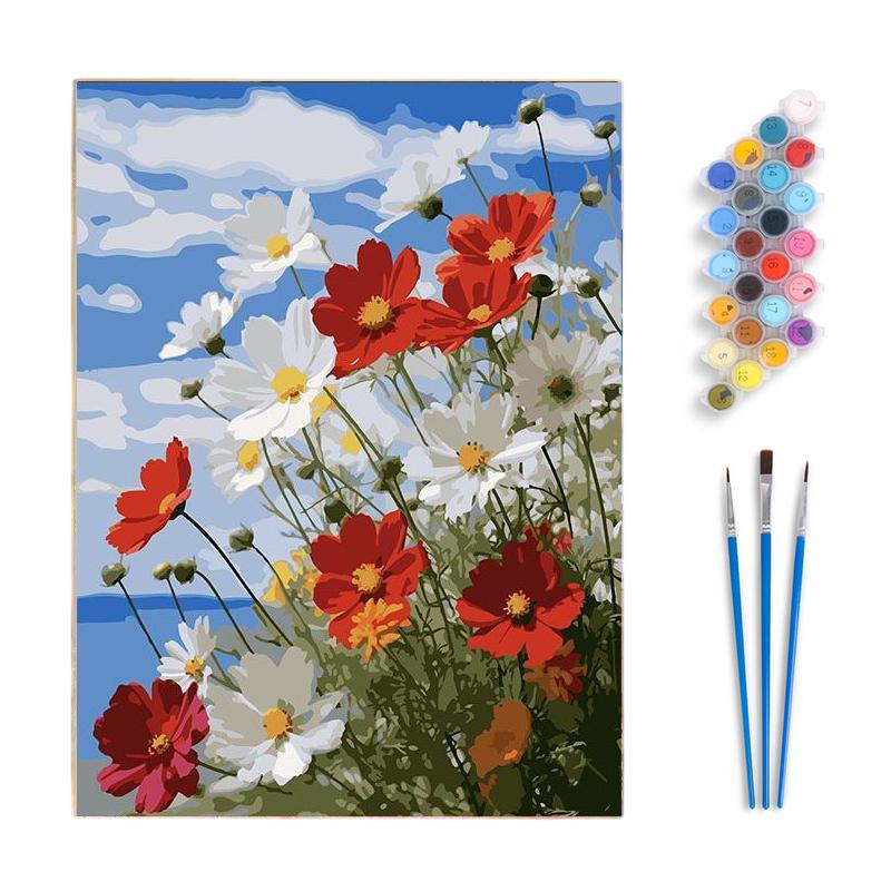 Framed Paint By Numbers Kit For Adults Beginner & Kids Ages 8-12, Easy Flower Paint By Numbers With Frame