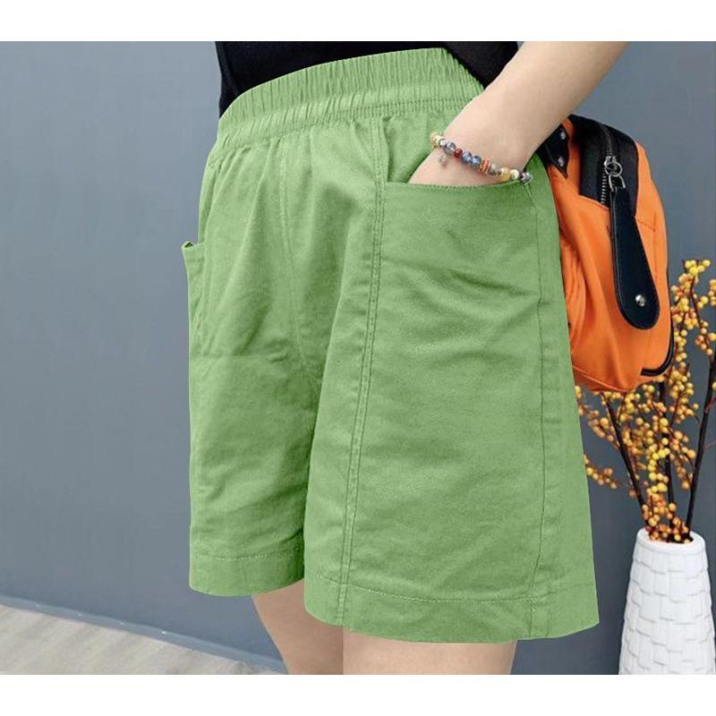 

Cotton Sports Shorts Women s Summer Loose High-waisted Casual Wide-leg Five-point Pants S зелёный