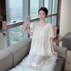 Summer new ice silk pajamas for women, palace style, French thin nightdress with padded bra, high-end girlish short-sleeved long skirt