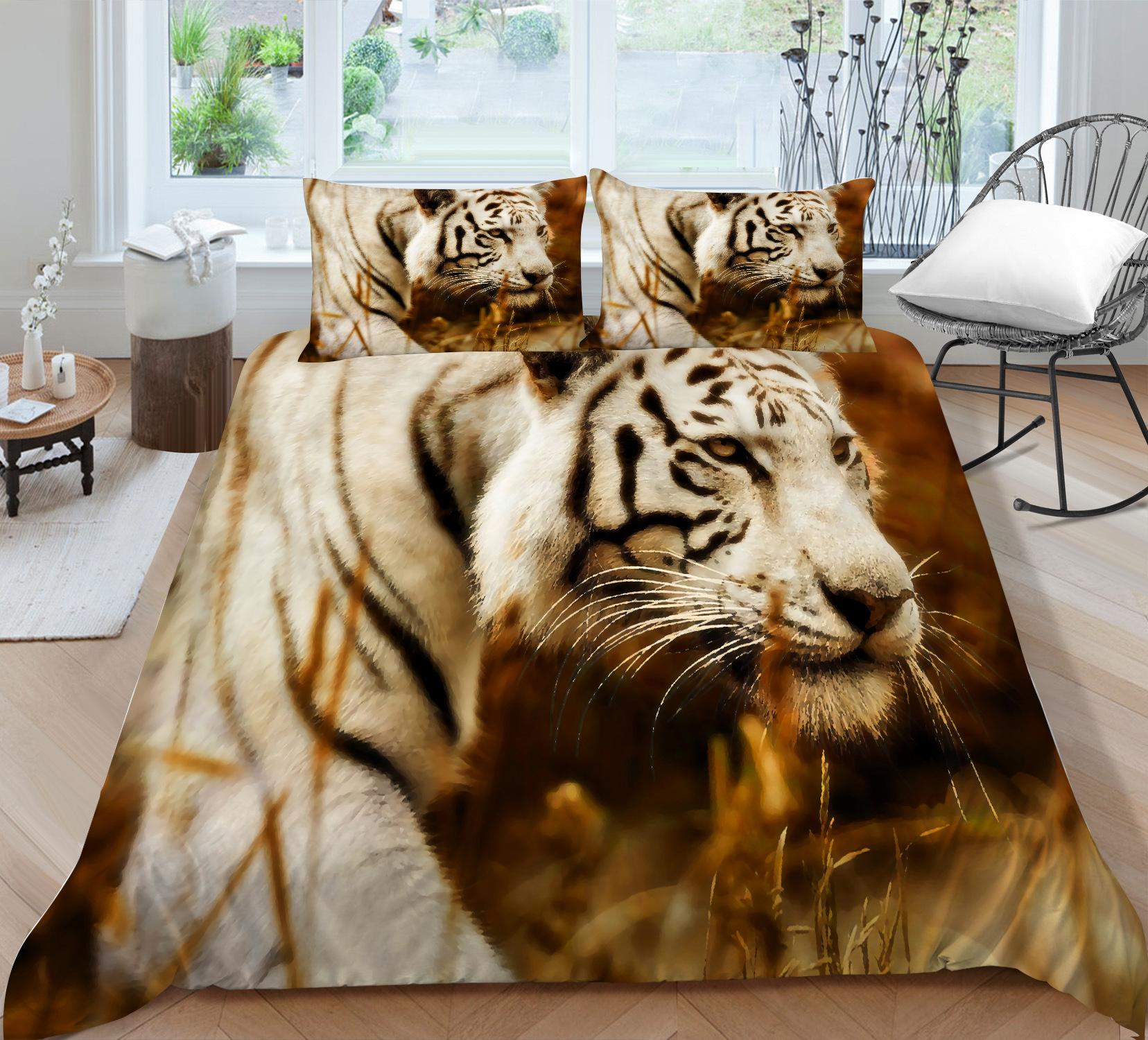 

Tiger 3D Digital Printing Bedding Two Three Piece Set Polyester EU single 135*200