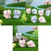 Adorable Pink Blue Resin Elephant Set Miniature Animal Figures For Home Decor