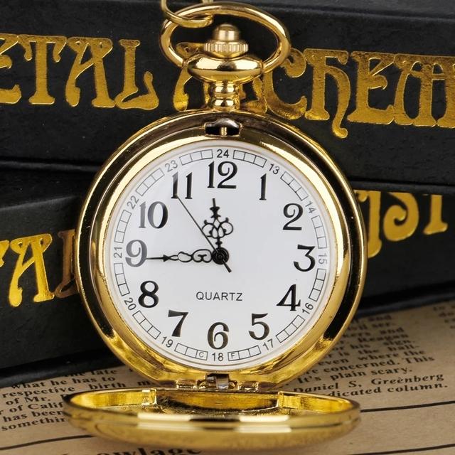 Gold Quartz Pocket Watch Gift Box Set For Family Casual Necklace Pendant Unisex Pocket&Fob Chain Watches with Box