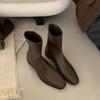 2026 Woman Autumn Ankle Boots for Women Chunky Heel Zipper Ladies Leather Shoes Soild Color Square Toe Short Botas Femininas