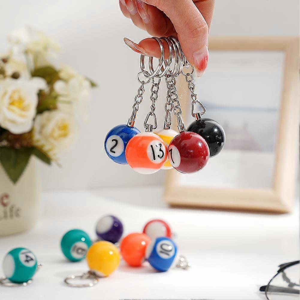 16PCS Resin Billiard Keychain Set Simulation Ball 2 5cm Mini Pendant Gift