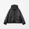 The End Question leaTher Hooded Jumper