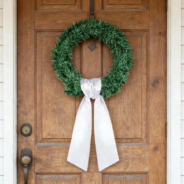 Christmas Wreath Sash 122cm Long Soft Polyester Wreath Ribbon Hanging Ornament For Front Door Doorway Holiday Decoration