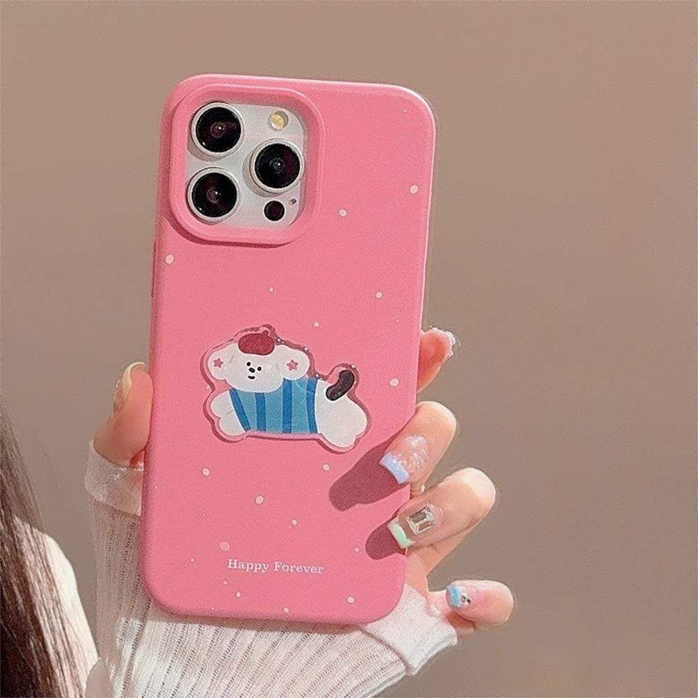 Polka Dot Cats and Dogs 16pro Max Apple 17 Mobile Phone Case Silicone Iphone14 Suitable for 13 Three dimensional
