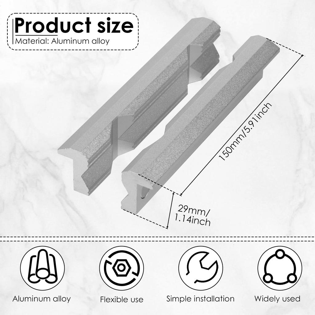 1Pair V Type Vise Jaws Aluminum Alloy Fixture Magnetic 6/4 inch Vice Jaws Multi-Purpose Protectors Cover for Plumbing DIY Making