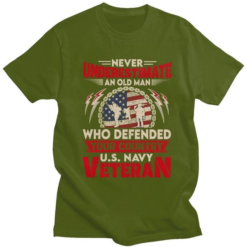 Custom US Navy Veteran T Shirt Men Short Sleeve Veteran Day Patriotic Tshirt Casual Tee Tops Pure Cotton Slim Fit Tshirt