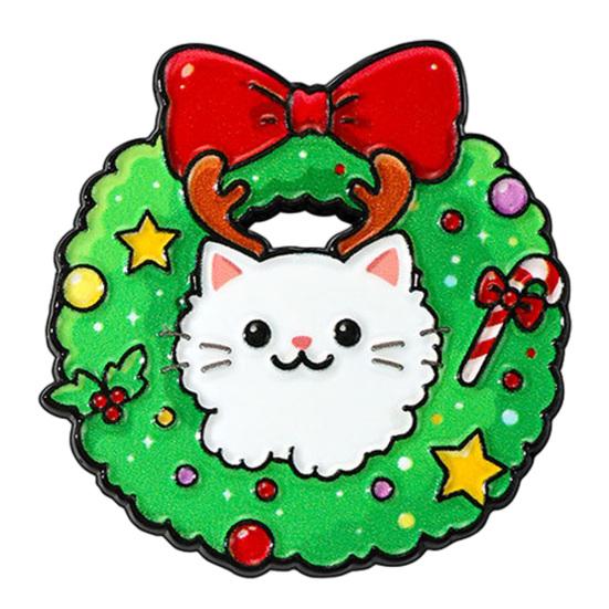 Bag Decorative Pins Christmas Cartoon Cat Enamel Brooch, Kitten Badge Pin for Backpack Accessories Men Women, Sweater Cardigan Coat Dress Jewelry