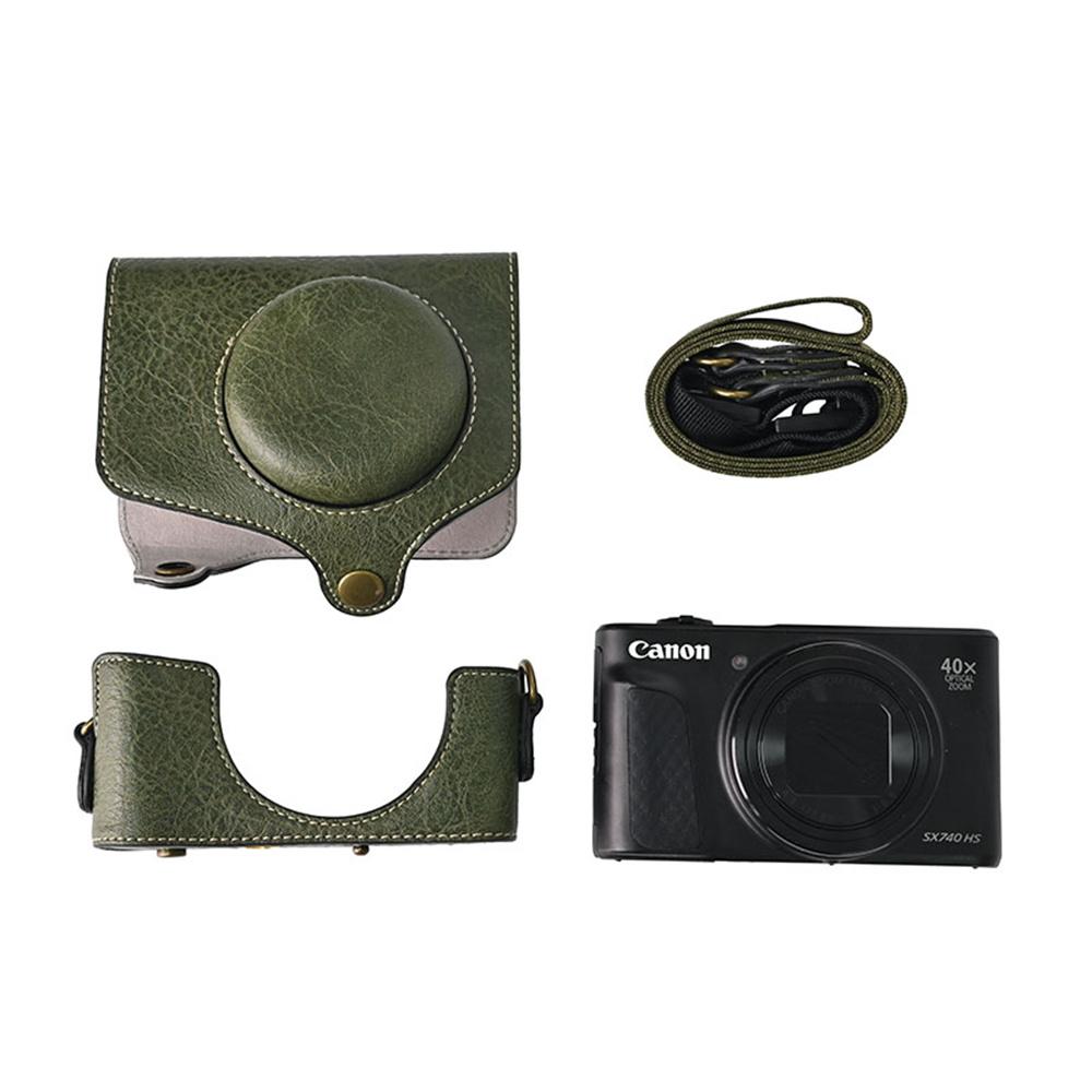 Étui en cuir PU pour appareil photo SX740HS SX730 Pour Canon PowerShot SX740 HS SX730HS Housse de sac avec bandoulière
