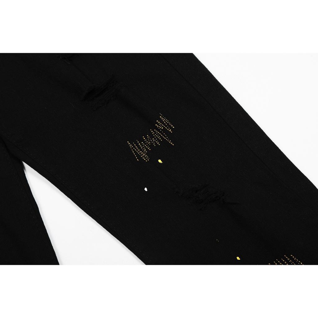 M43 Blugi Trendy Stil American pentru Bărbați și Femei cu Petice din Material Textil, Găuri, Broderie, Pantaloni Casual și la Modă High Street