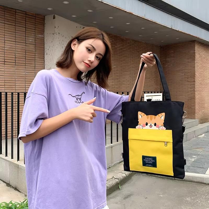 Cute Shiba Inu Dog Crossbody Bag Large Capacity Zipper Oxford Shopping Bags Women Casual Cartoon Printed Shoulder Bags