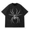 Spider Hand Drawn Graphic T Shirts for Men Casual Distressed Cotton Short Sleeves Printed T-shirt