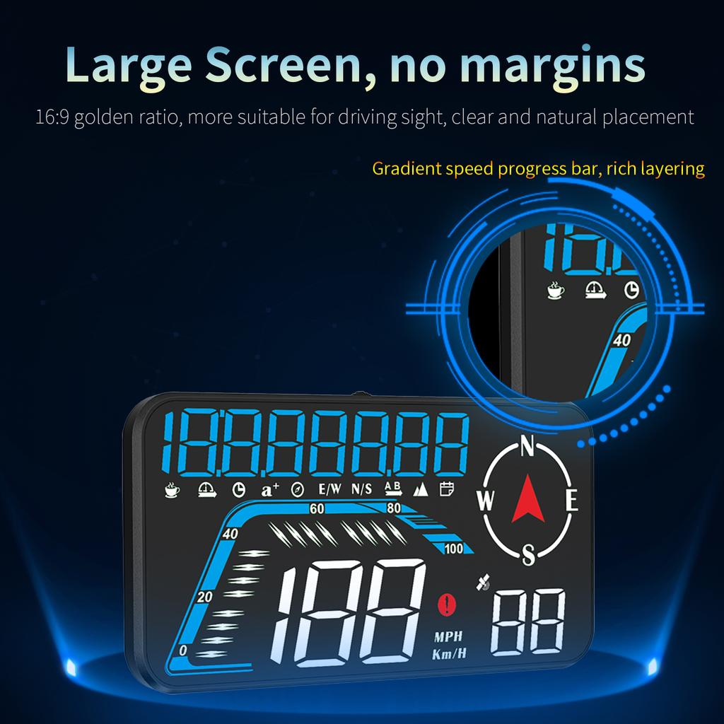 HD Vehicle Speedometer Universal GPS HUD Gauge G12 Head-up Display for All Car with Fatigue Driving Reminder Car Projector Alarm