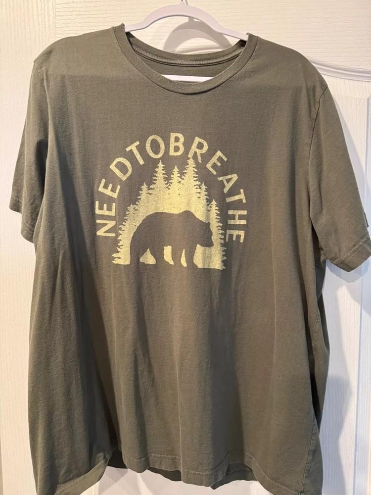 NeedtoBreathe Shirt Green BEAR IN WOODS Band Concert Tee Unisex T-Shirt M