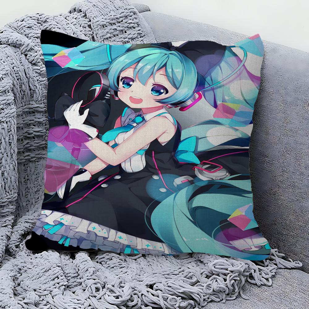 Amine H-Hatsunes-M-Miku Girls Pillow Cushion Cover Pillowcase Living Room Sofa Home Decor Customized