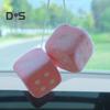 Plush Dice Pendant with Lanyard Vintage Charm Car Hanging Ornament Stress Relief Toy for Car Interior Rearview Mirror Decoration