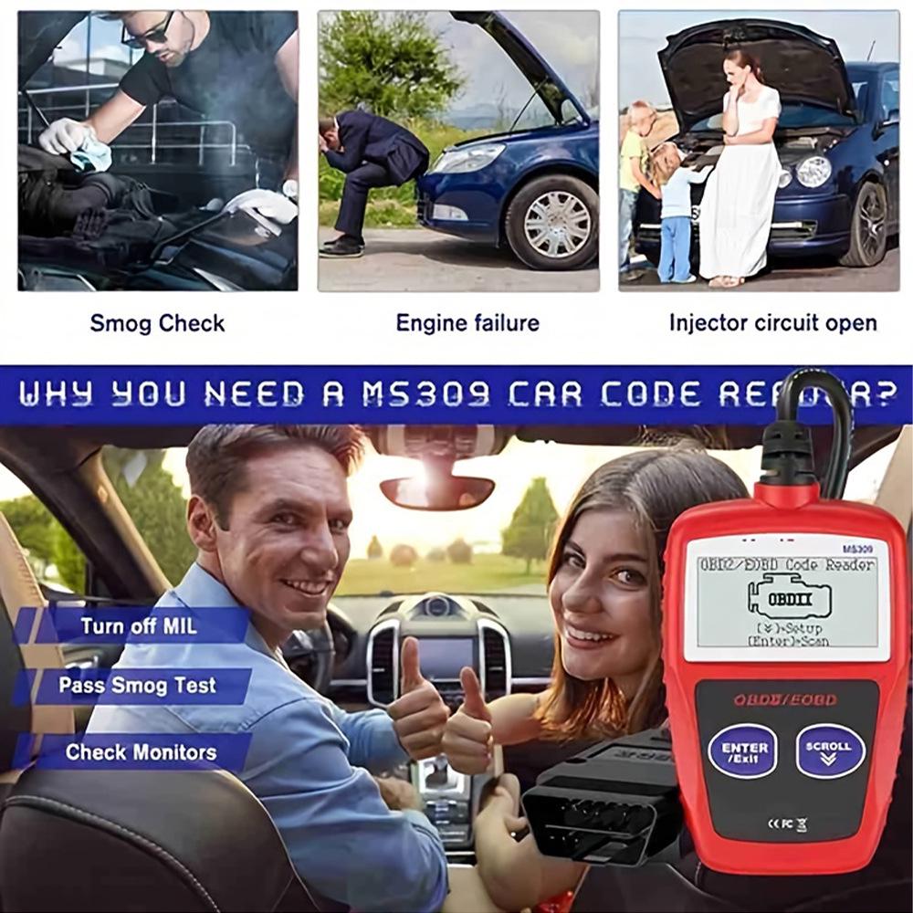 MS309 Čtečka chybových kódů pro auta OBD2 Diagnostický nástroj