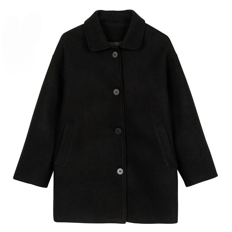 

Зимнее пальто Женское Тонкое, Темпераментное Утепленное, Универсальный Шерстяной Свободный Костюм Шерстяное Пальто XS чёрный