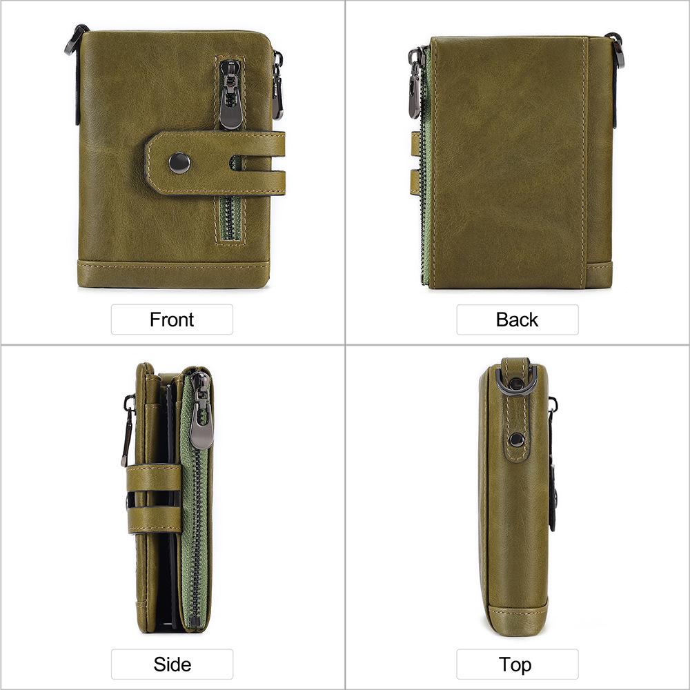 Men's Genuine Leather RFID Anti-theft Wallet with Money Clip and Multi-card Slots