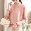 Women's Mid-Aged Solid Knit Cardigan Sweater