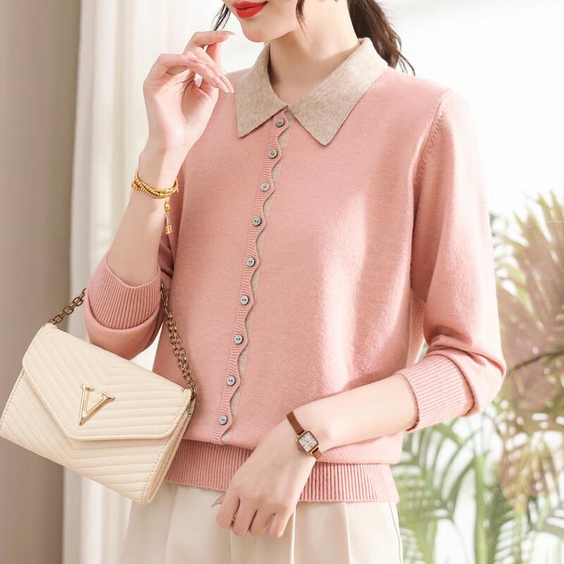 Women's Mid-Aged Solid Knit Cardigan Sweater