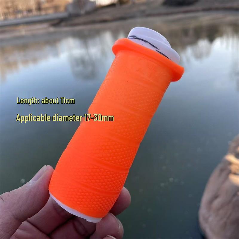 Third Gen Fishing Rod Handle: Anti-slip, Wear-resistant Silicone Grip with Built-in Rod Stopper and Pull-out Cover.