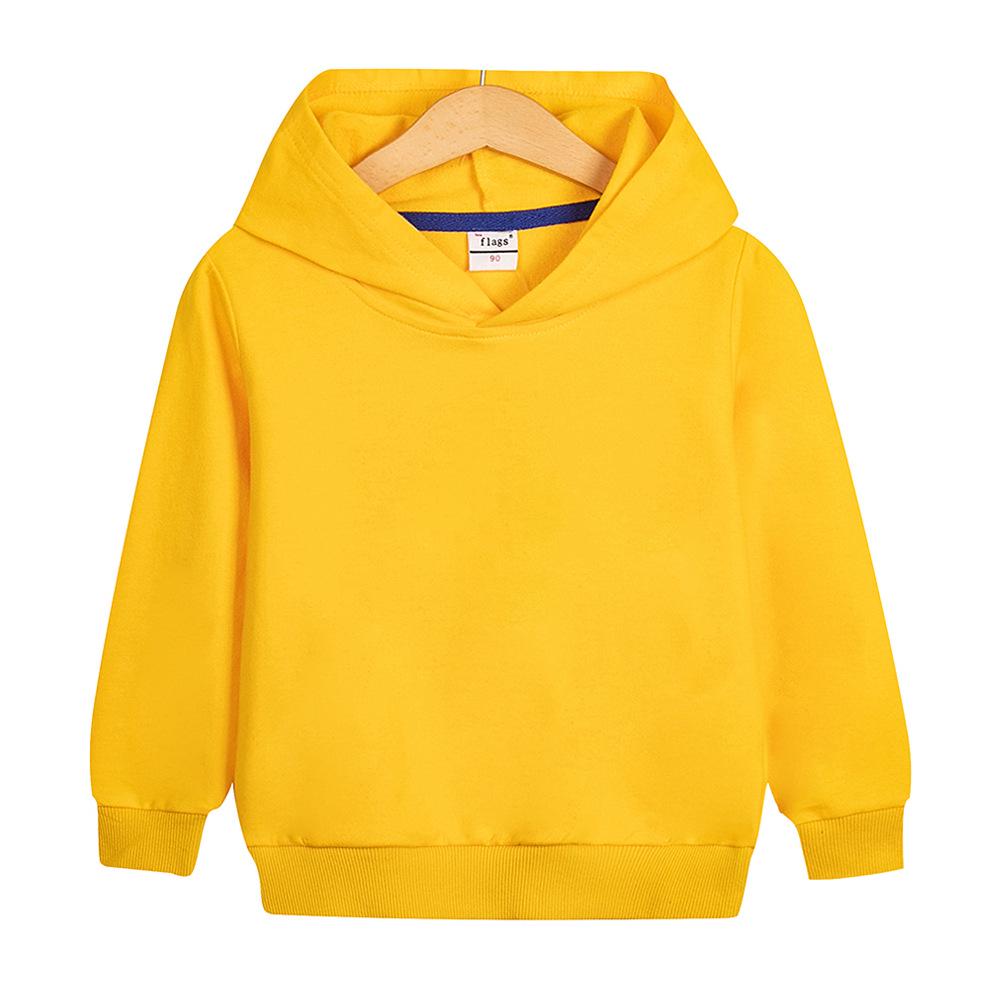 Autumn/Winter Solid Color Hooded Sweatshirt for Kids, Casual Top/Outerwear, Custom Patterns Available