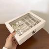 Elegant Velvet Jewelry Box with Lock - Compact Dustproof Storage for Rings, Necklaces, Earrings & More with Glass Lid