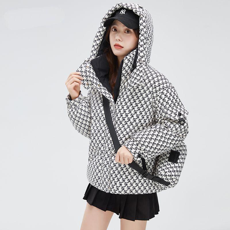 Women Winter Short Fluffy Warm Jacket Hooded Plaid Plus Size Jacket Casual Outdoor Jacket