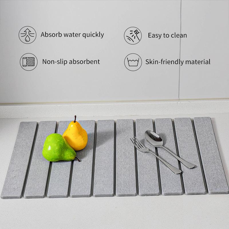 Foldable Kitchen Drying Mat Absorbent Drying Mat Diatom Mud Nonslip Drying Pad Coffee Dish Drainer Mat Stone Kitchen Accessories