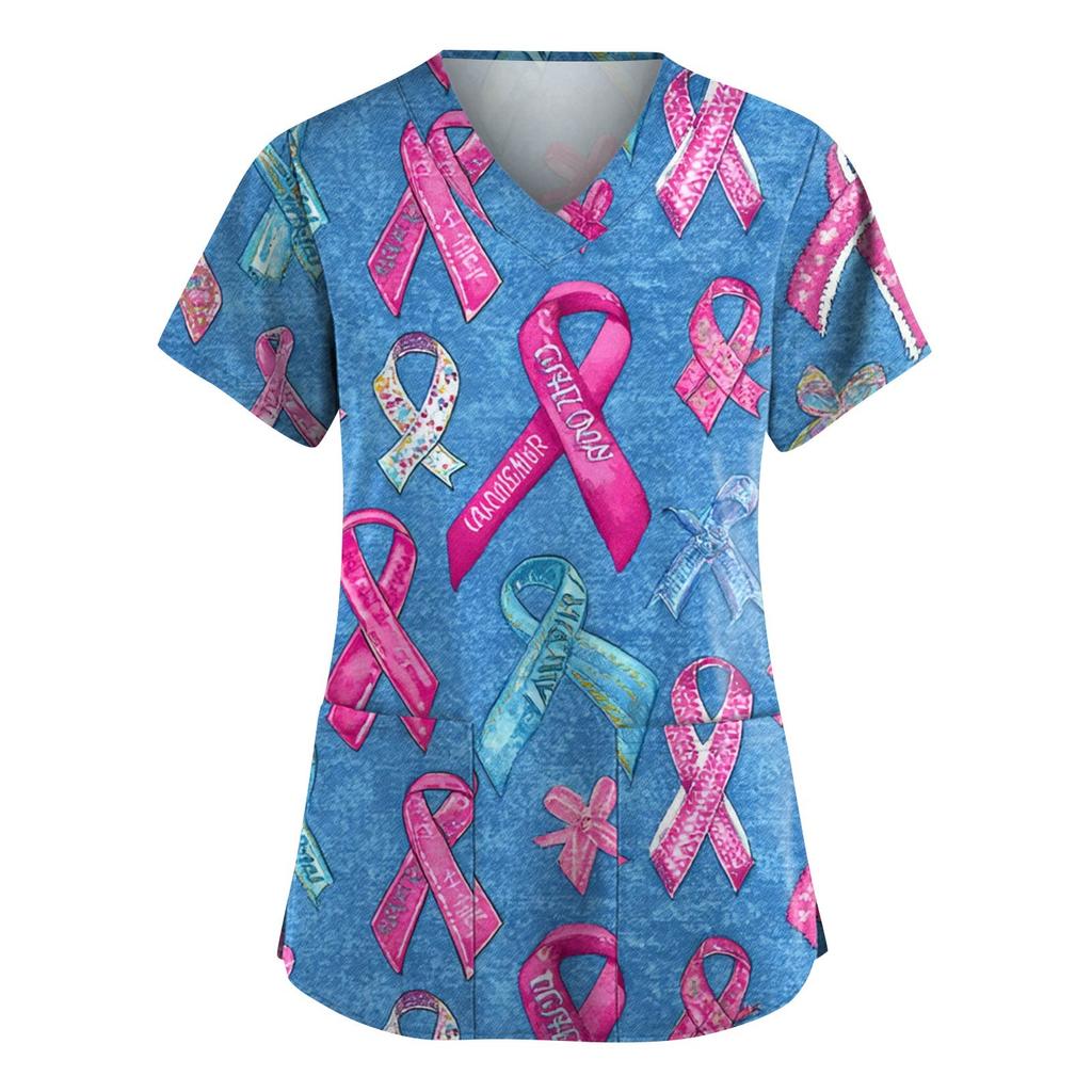 Dámská móda Overal s V výstřihem a krátkým rukávem s kapsami Potištěné topy Oblečení