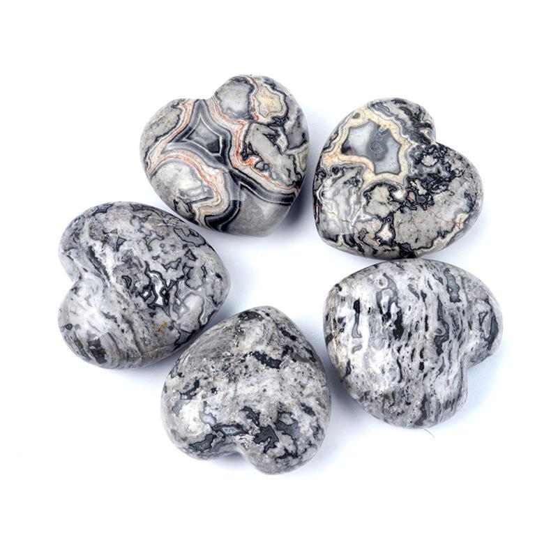 Natürlicher Kristallachat Herzförmiger 30mm Stein - Halbedelstein Valentinstagsgeschenk